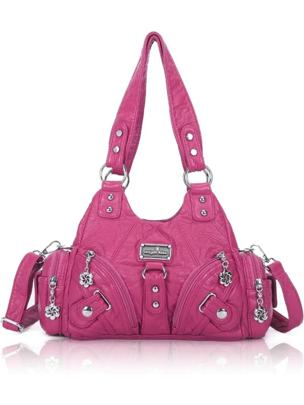 Stylish Small Hobo Shoulder Bag - Vegan Leather Multi-Pocket Tote with Zipper
